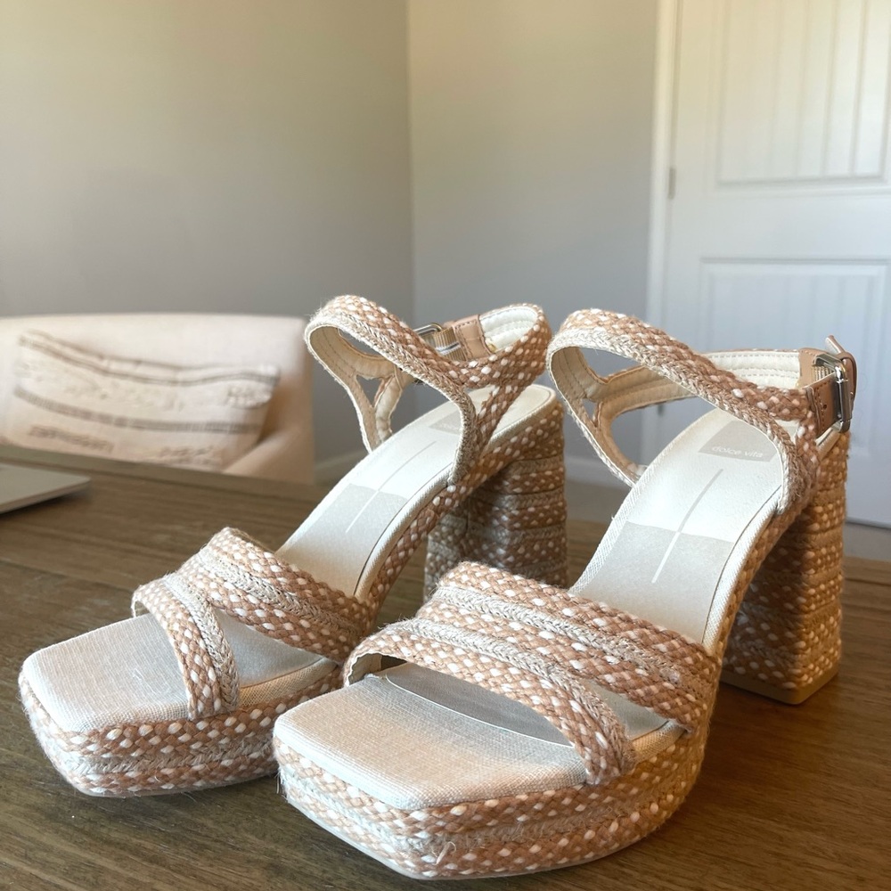 Dolce Vita Cream and Tan Alex Platform Heels